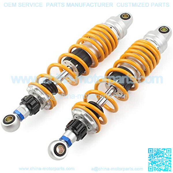 Pair 360MM Motorcycle Rear Shocks Absorbers Universal Fits for Honda Yamaha Suzuki Kawasaki Scooter ATV UTV Dirt Street Bike, Round End & Yellow - Image 2